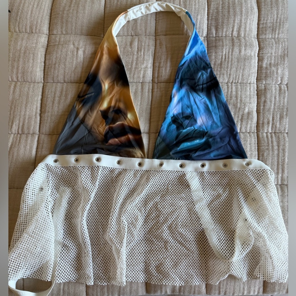 REVOLVE 1XBLUE AI Fishnet Halter Top - Picture 4 of 7